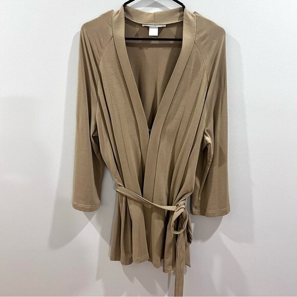 Modern Soul mocha tan belted cardigan size 2X - Picture 2 of 5